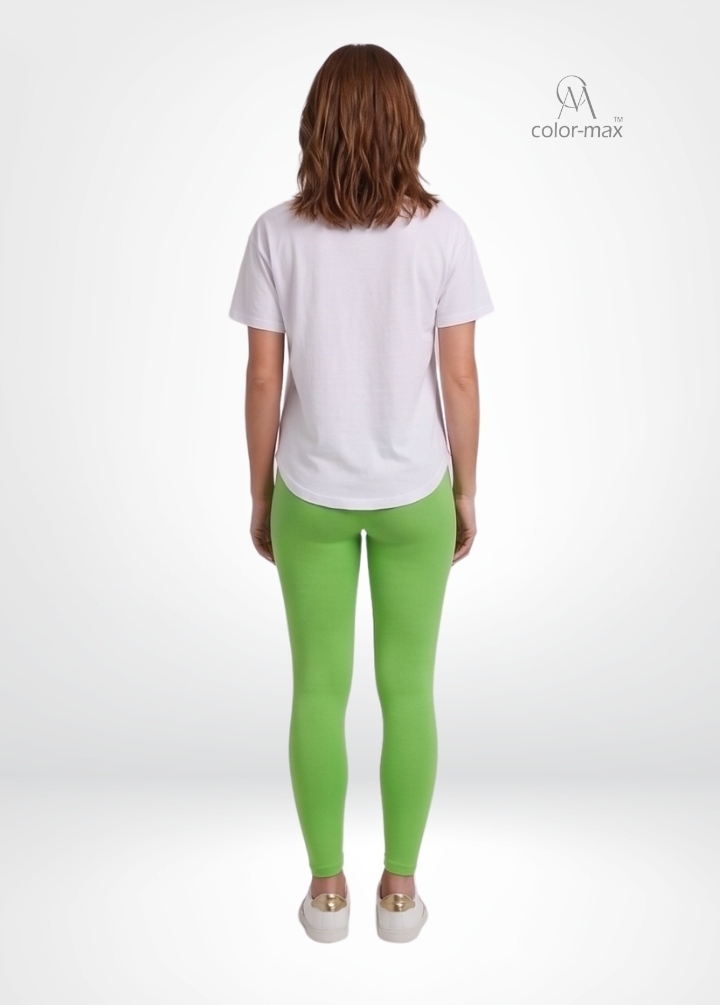 LEAF GREEN - Premium Cotton Lycra Ankle Leggings - Hover